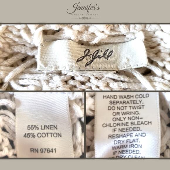 J. Jill Women's Cream Scoop Neck Open Weave Sweater - Picture 7 of 9